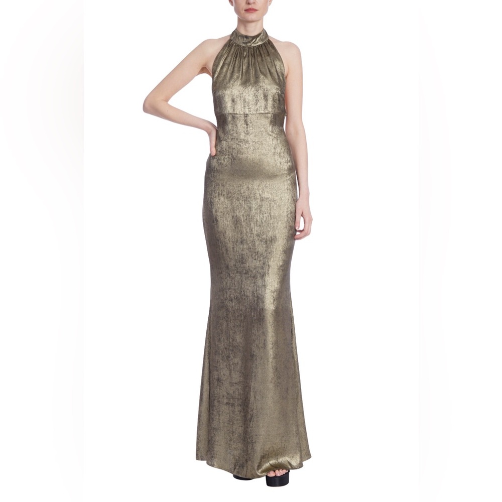 Badgley Mischka Elegant Gold Evening Gown